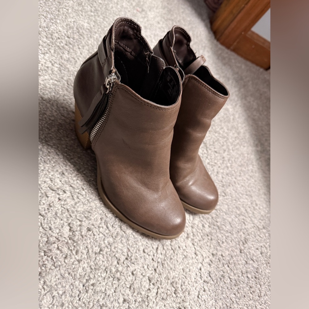Route 66 Brown Ankle Booties with Side Zipper